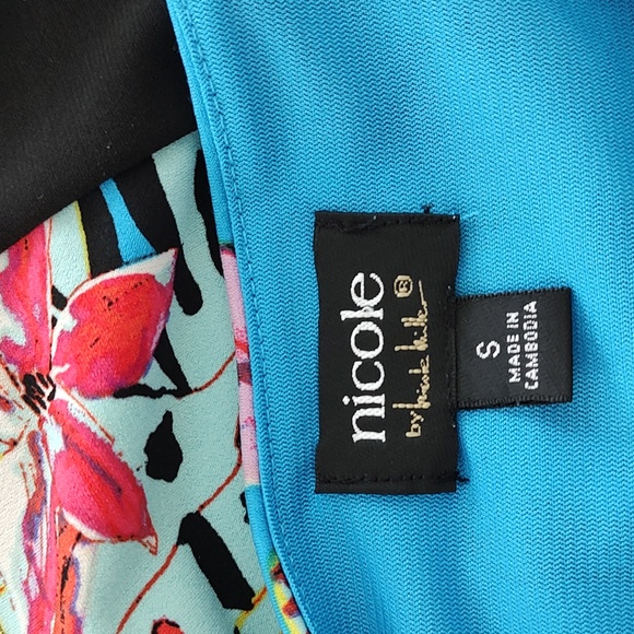 Nicole Miller Butterfly Print Color Block Stretch Jersey Sheath Dress S Colorful - Picture 11 of 12